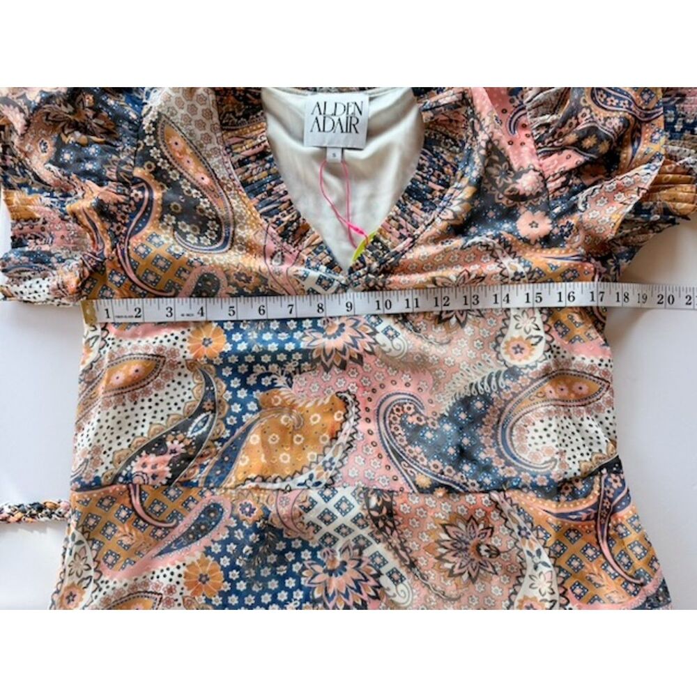 NEW Alden Adair Courtney Chiffon Mini Dress with Rope Belt in Paisley Patch Sz S - Picture 11 of 12